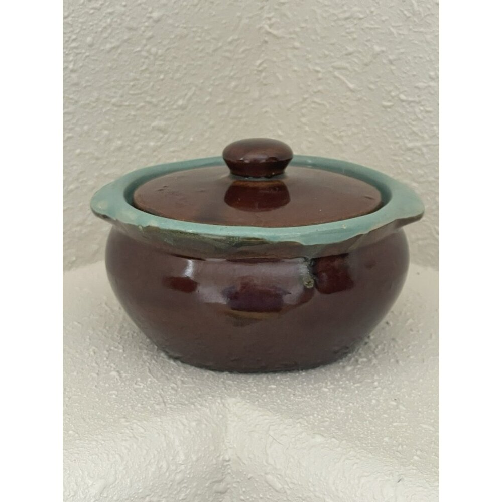 Red Wing Pottery Village Green Covered Stoneware Bowl Crock 4 Inch Vintage